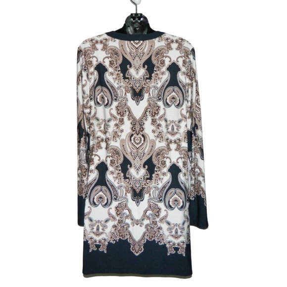 2 for/$30 CLEO Paisley Pattern V-Neck Long Tunic Taupe Black Cream Size Larges - Picture 7 of 10